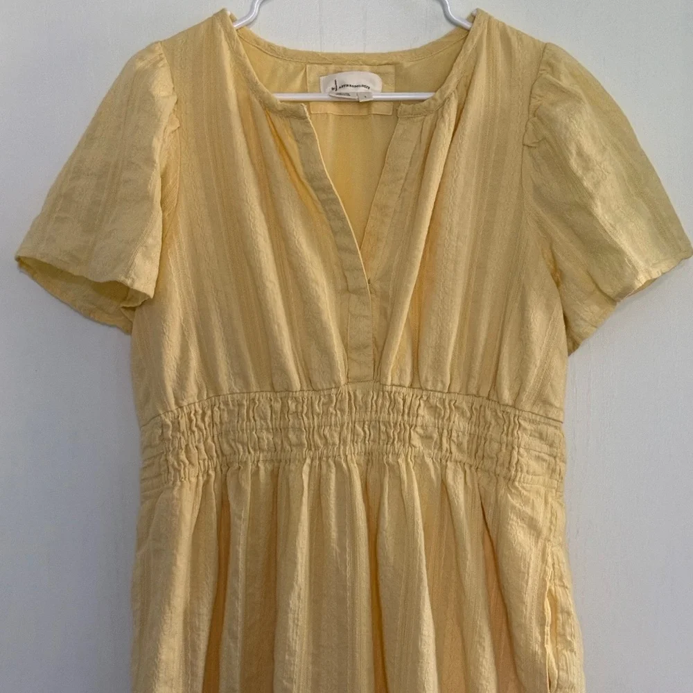 Anthropologie Somerset Butter Yellow Cotton Maxi Dress Size L - Picture 5 of 9